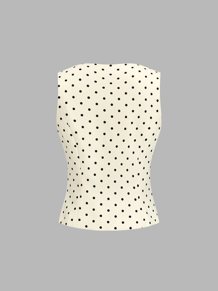 Polka Dot Folded Metal Button Vest