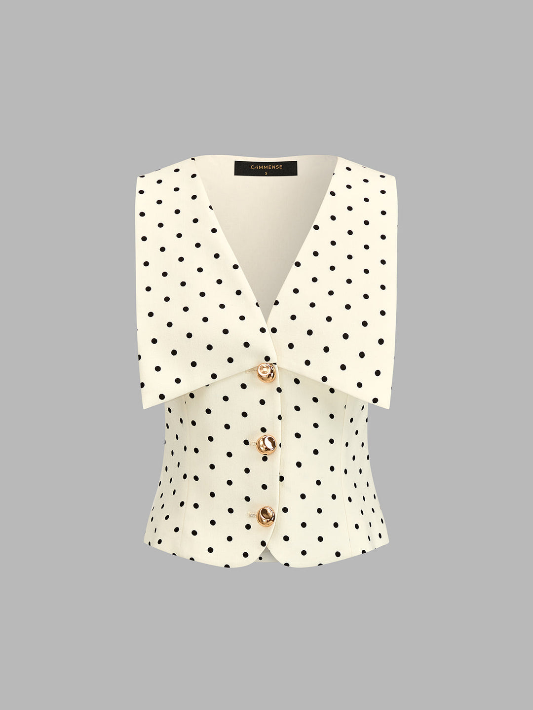 Polka Dot Folded Metal Button Vest
