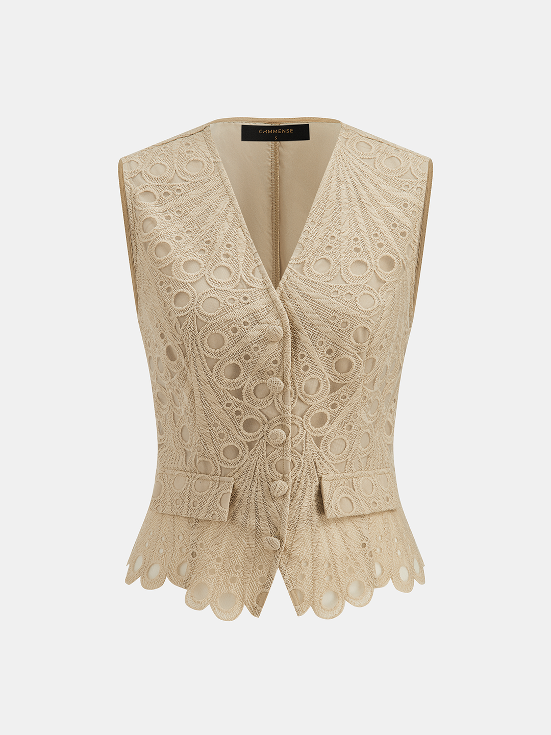 Guipure Lace Vest & Wide Leg Pants Set