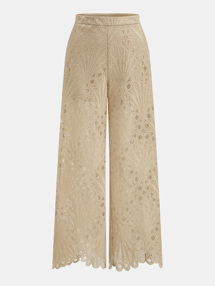 Guipure Lace Vest & Wide Leg Pants Set