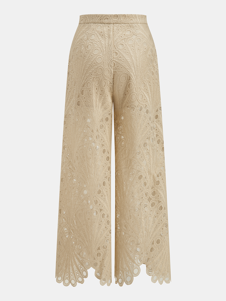 Guipure Lace Vest & Wide Leg Pants Set