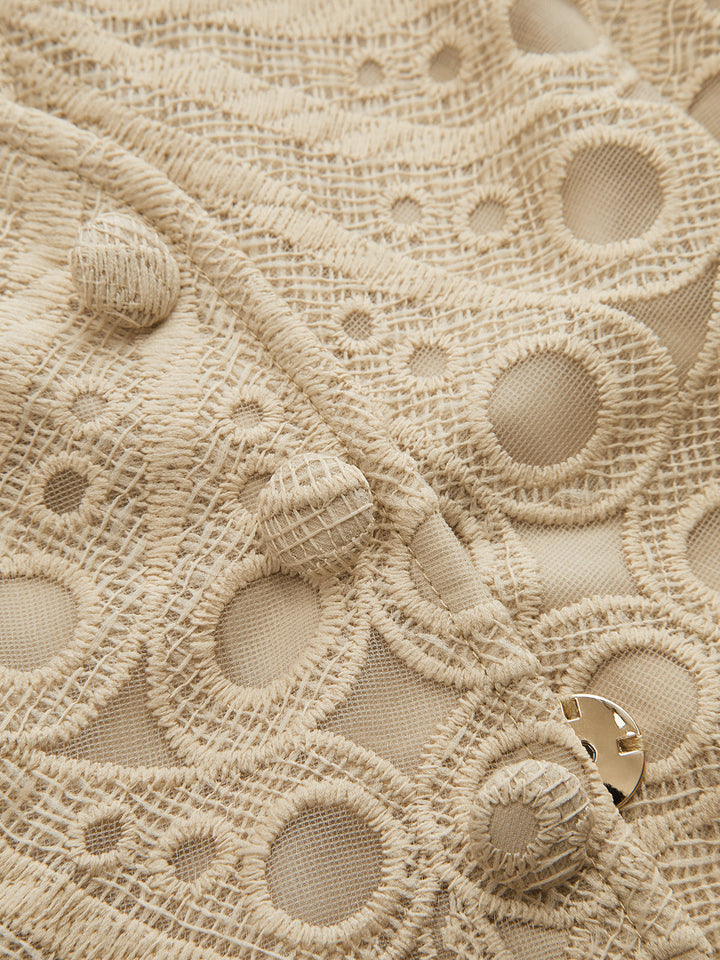 Guipure Lace Vest & Wide Leg Pants Set