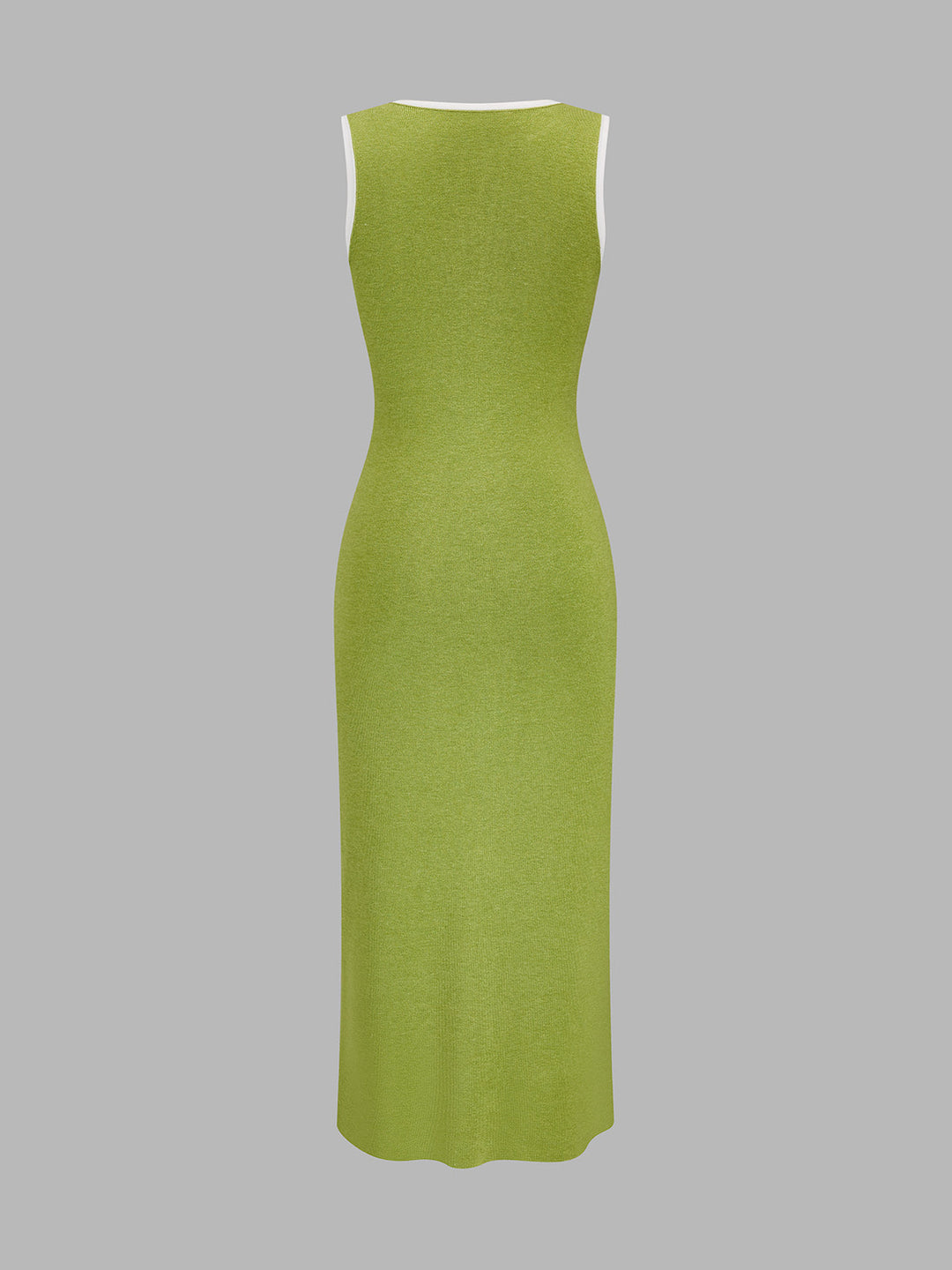 Contrast Trim Button Front Knit Maxi Dress
