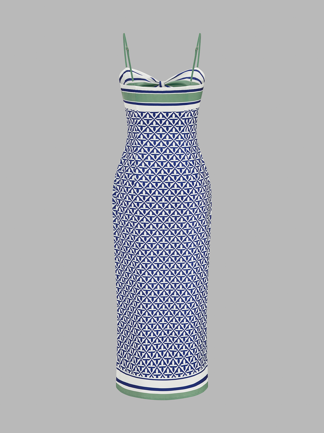 Geometric Print Tie-Front Slit Maxi Slip Dress