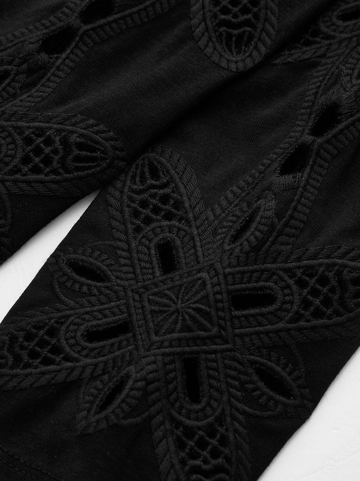 Cutwork Embroidery Sleeve Fitted Top