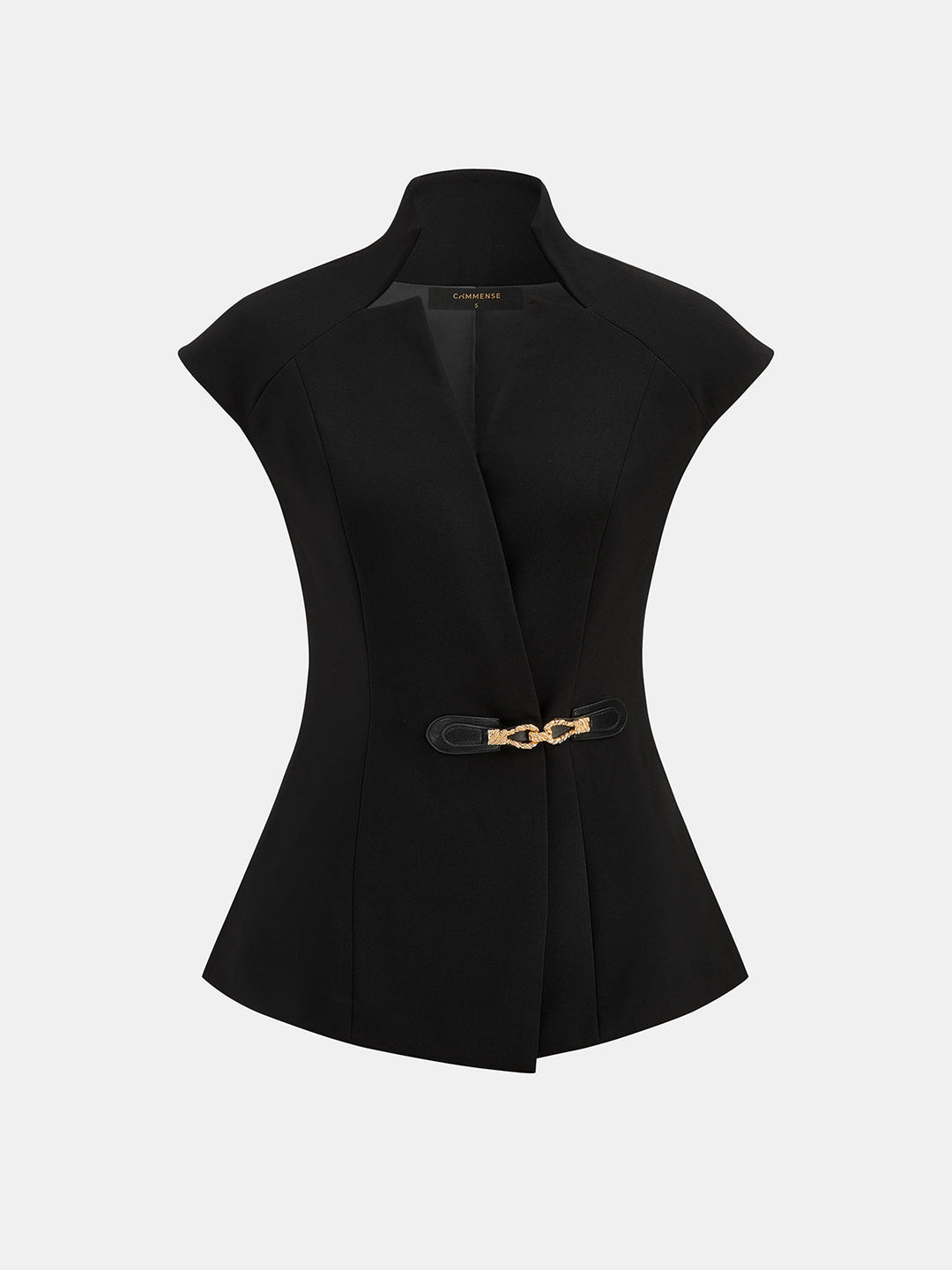 Metal Buckle Waist Cinched Sleeveless Top