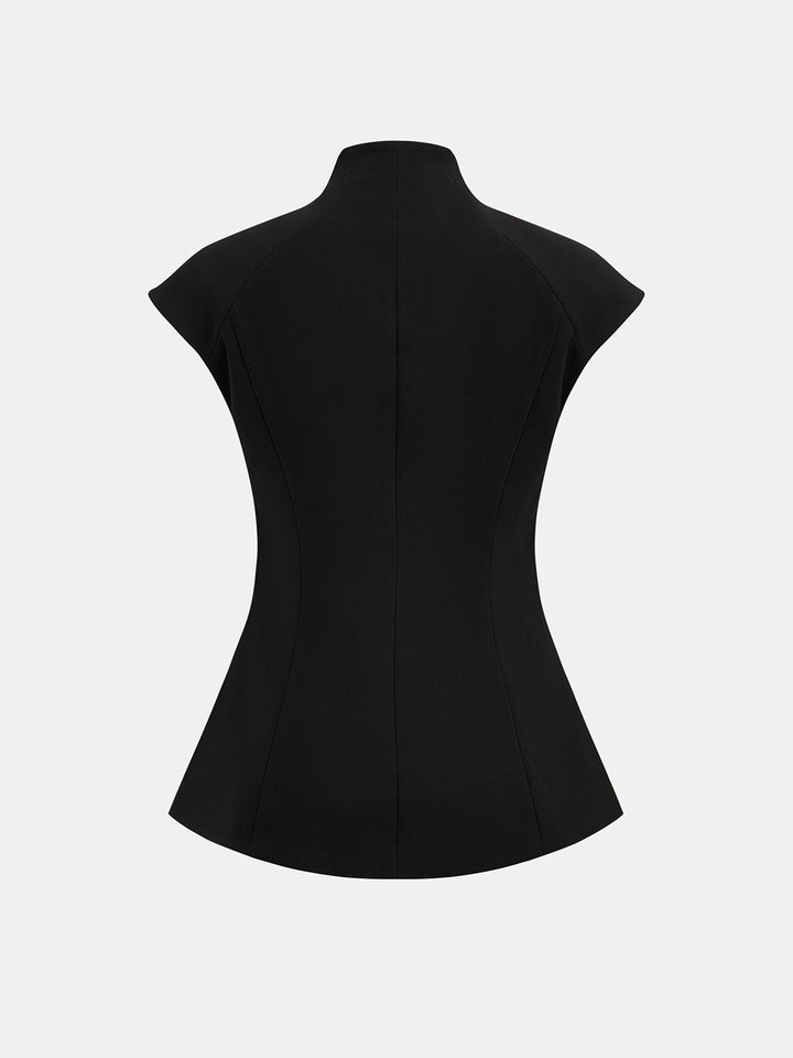 Metal Buckle Waist Cinched Sleeveless Top