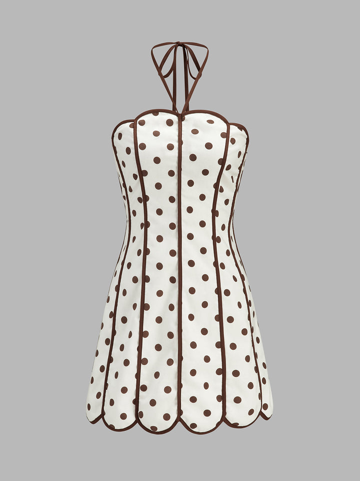 Polka Dot Halter Mini Dress