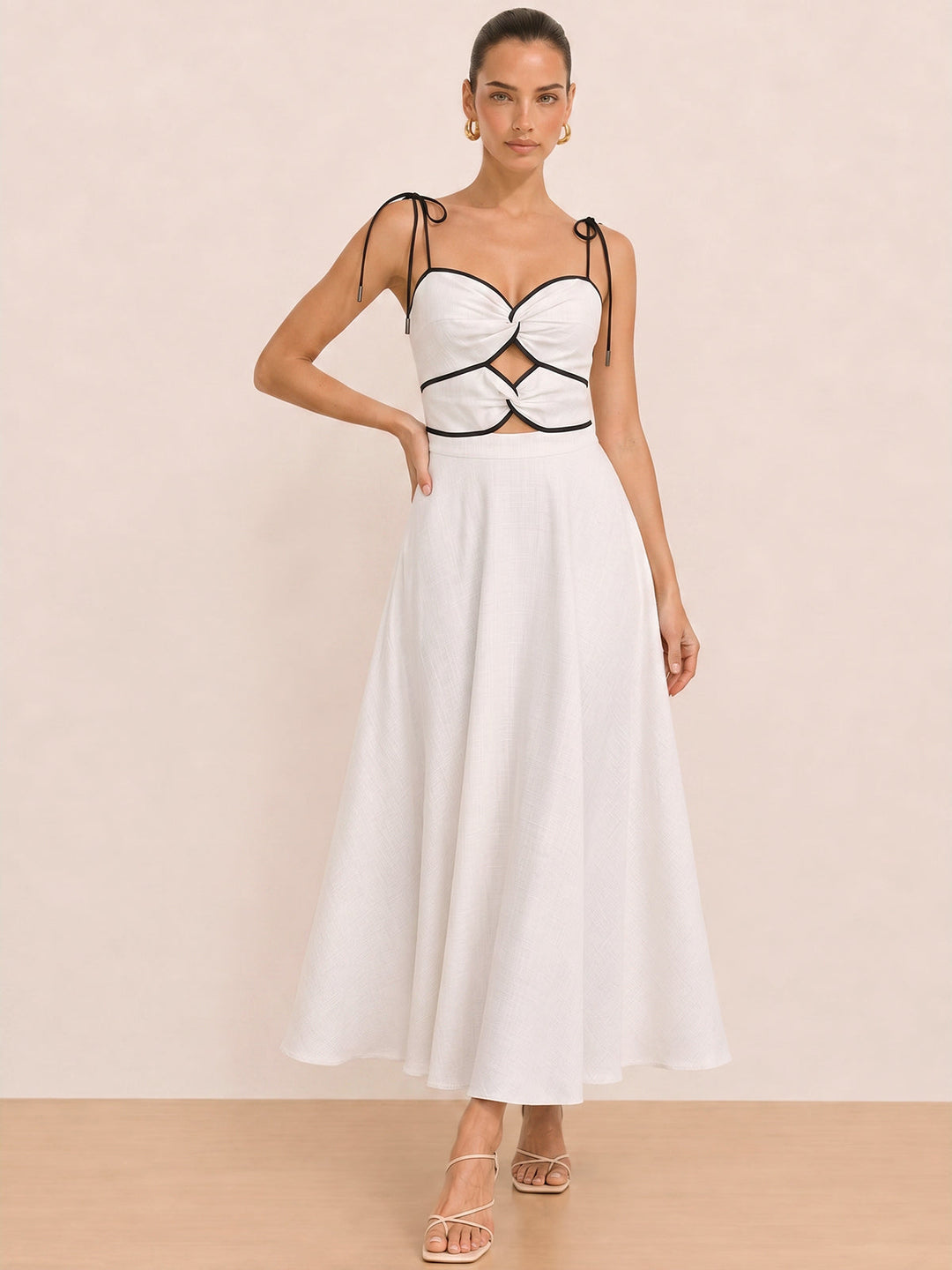 Cutout Tie Strap Maxi Dress