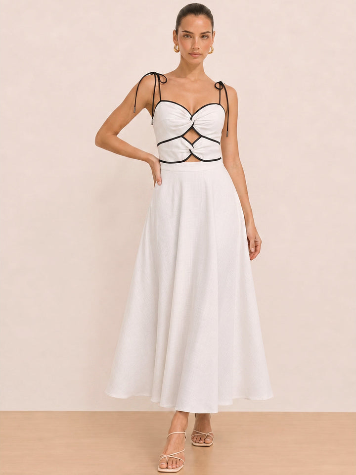 Cutout Tie Strap Maxi Dress