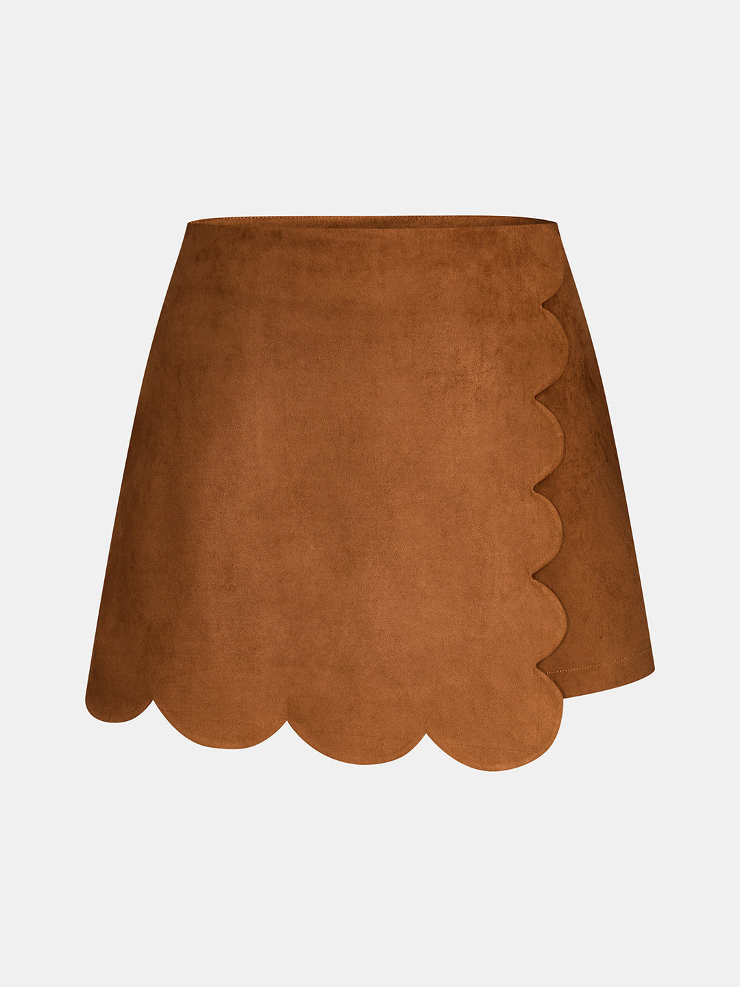 Scalloped Hem Suede Effect Skort