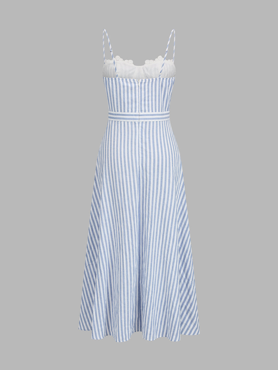 Lace Trim Striped Bustier Slip Dress