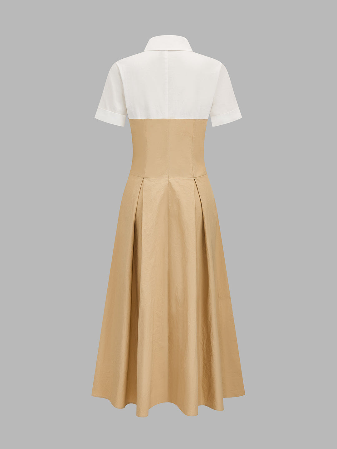 Fake Two Piece Shirt Collar Pleated Maxi Dress