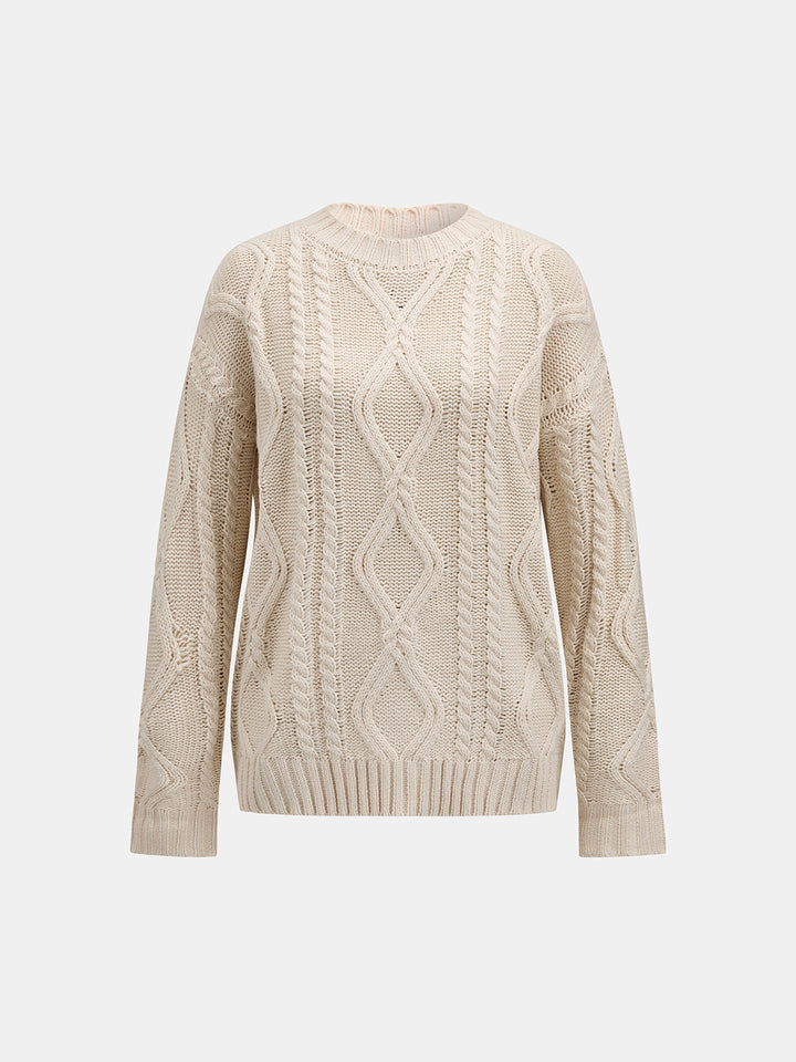 Cable Knit Long Sleeve Loose Sweater