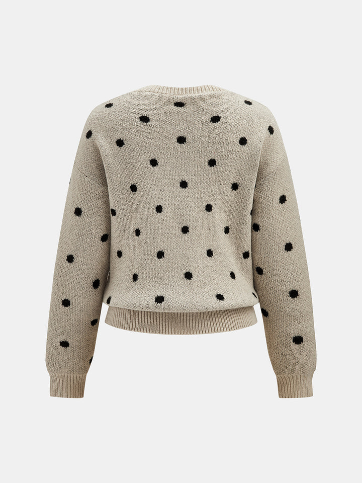 Polka Dot Long Sleeve Knit Sweater