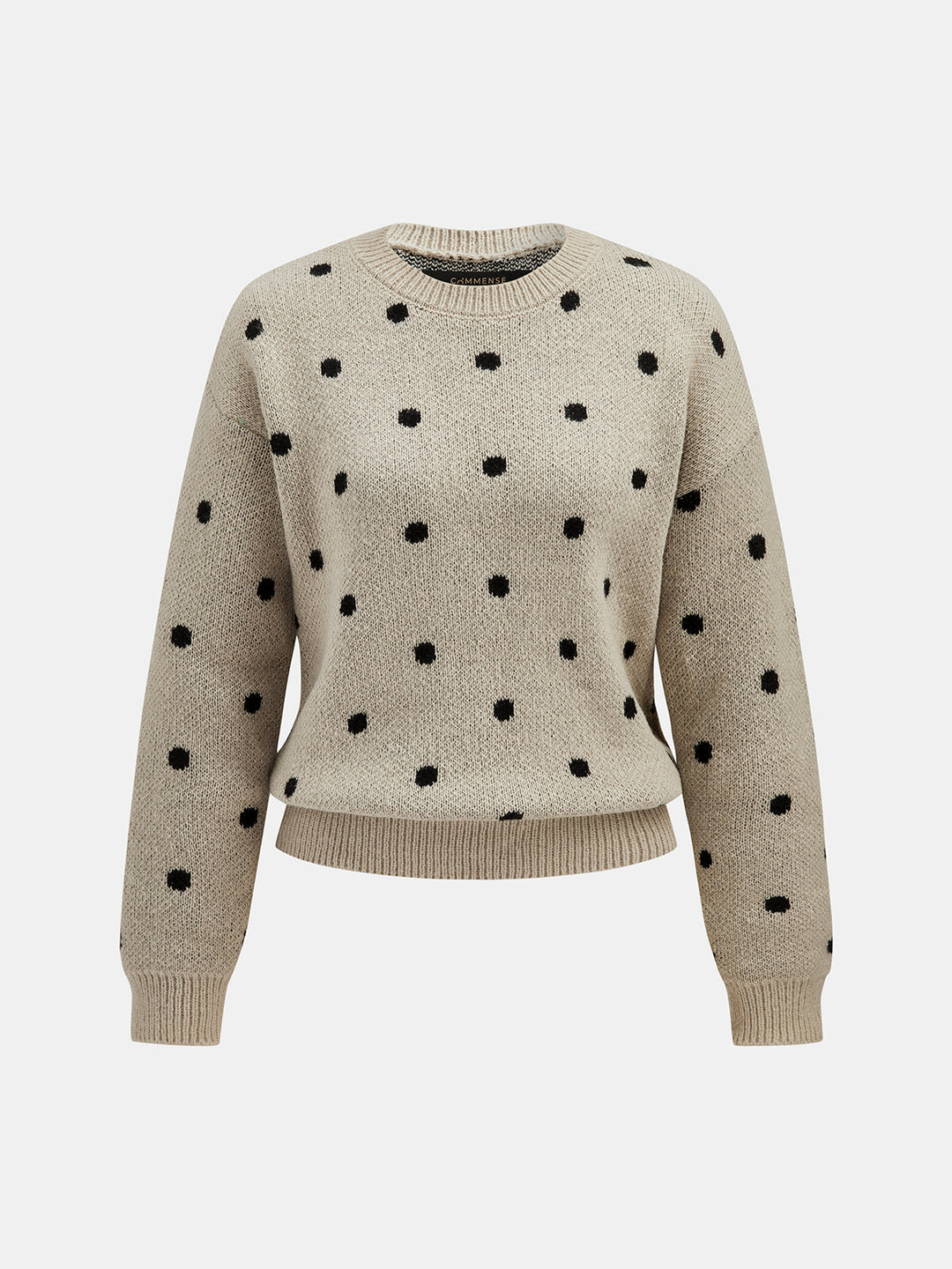 Polka Dot Long Sleeve Knit Sweater