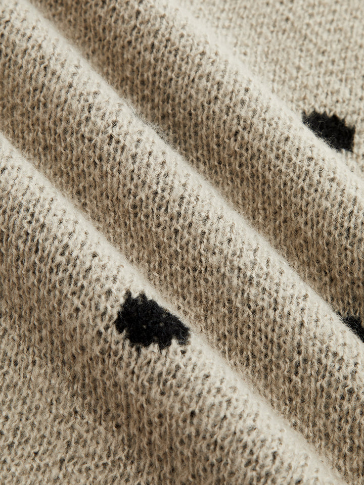 Polka Dot Long Sleeve Knit Sweater