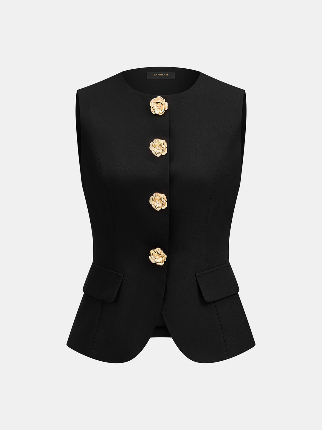 Flower Button Sleeveless Vest & Pants Set