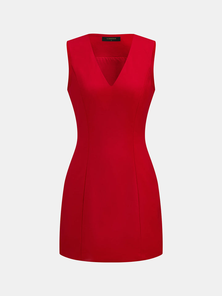 Snug V-Neck Sleeveless Short Dress
