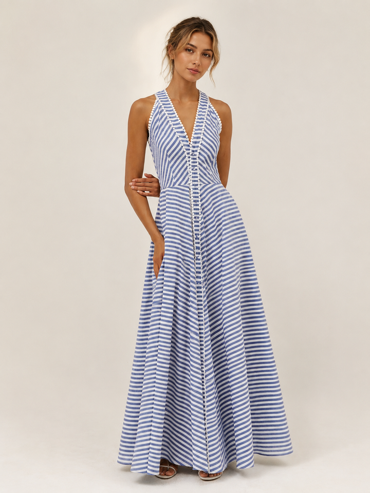 Striped Halter Maxi Dress
