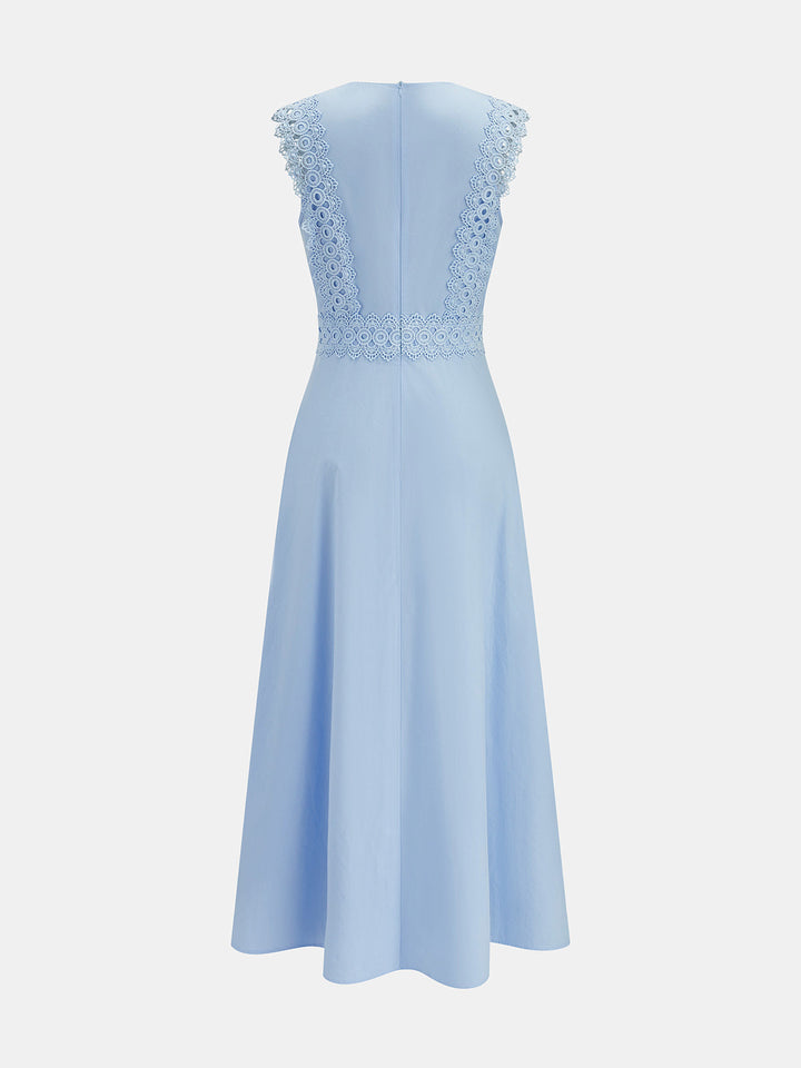 Lace Panel Sleeveless Midi Dress