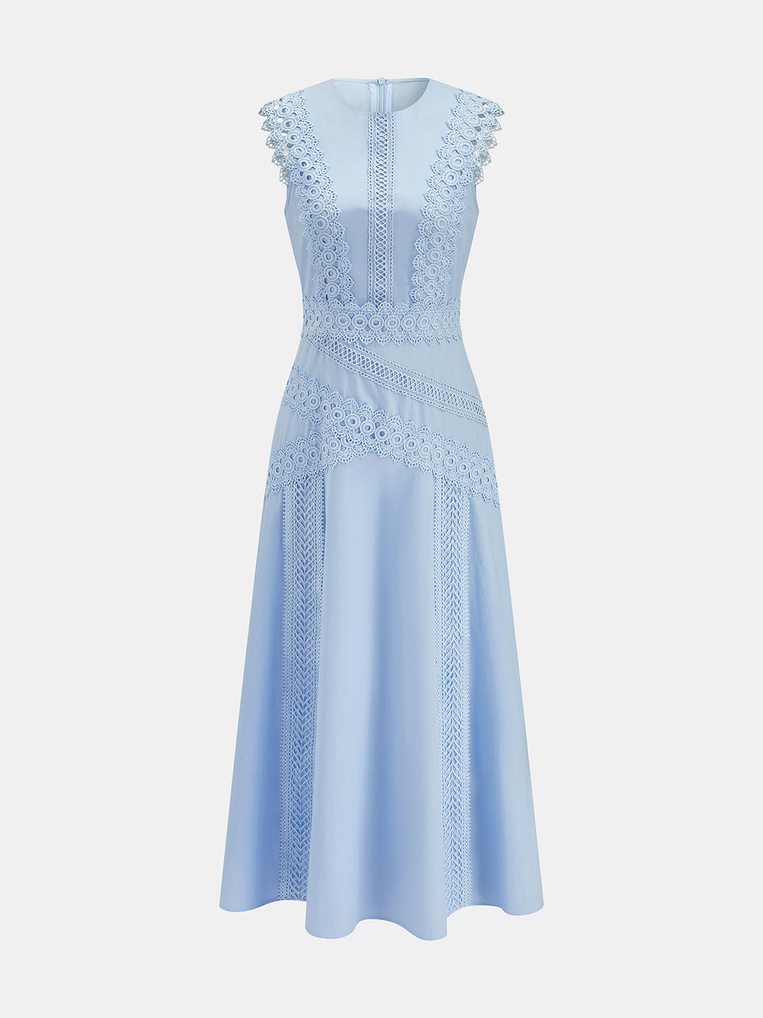 Lace Panel Sleeveless Midi Dress