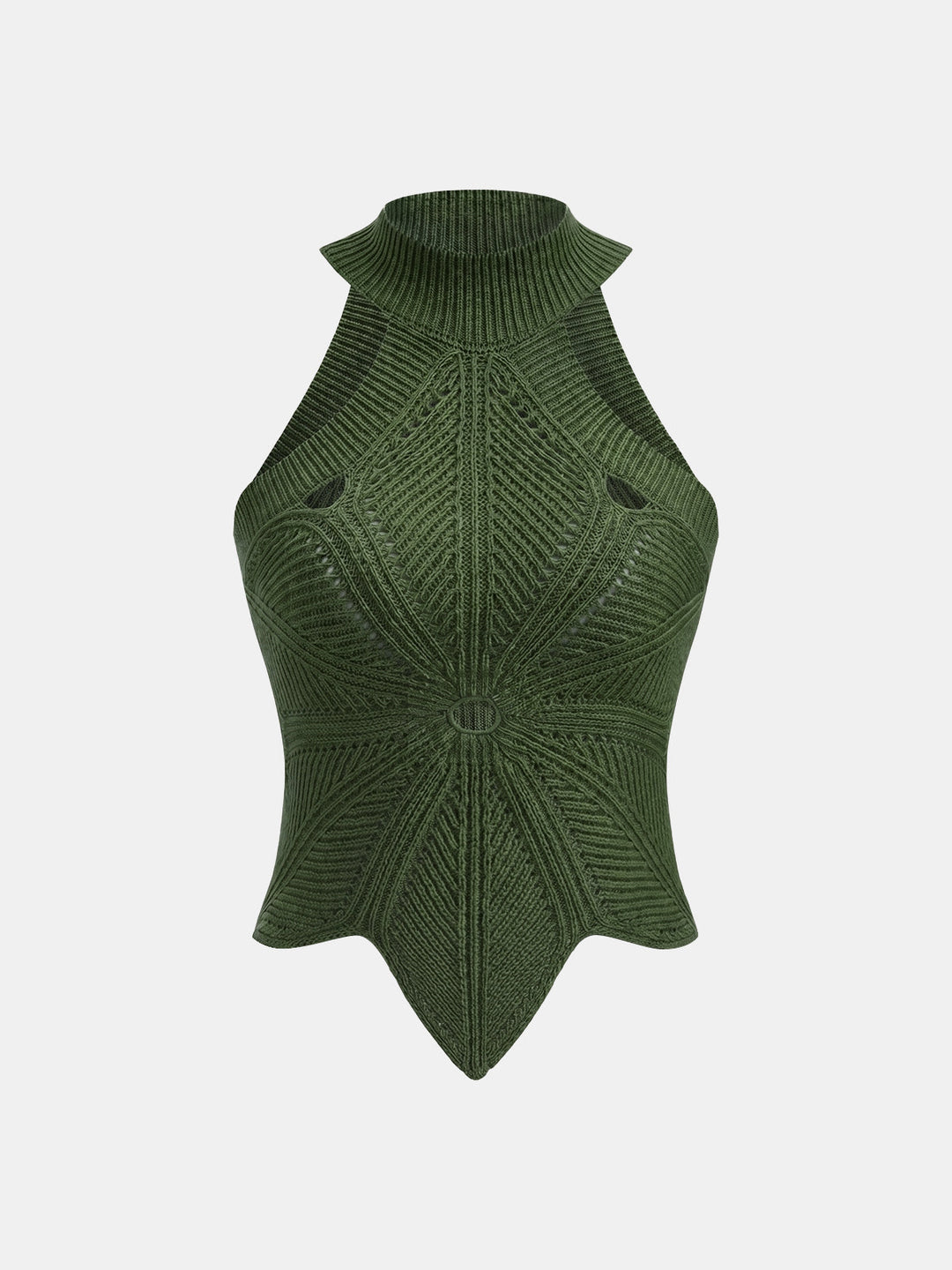Sleeveless Hollow Out Knit Halter Top
