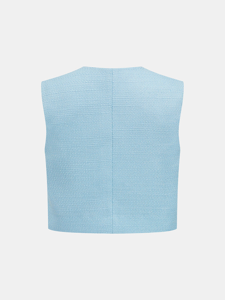 Sleeveless Textured Vest & Pleated Pant Set
