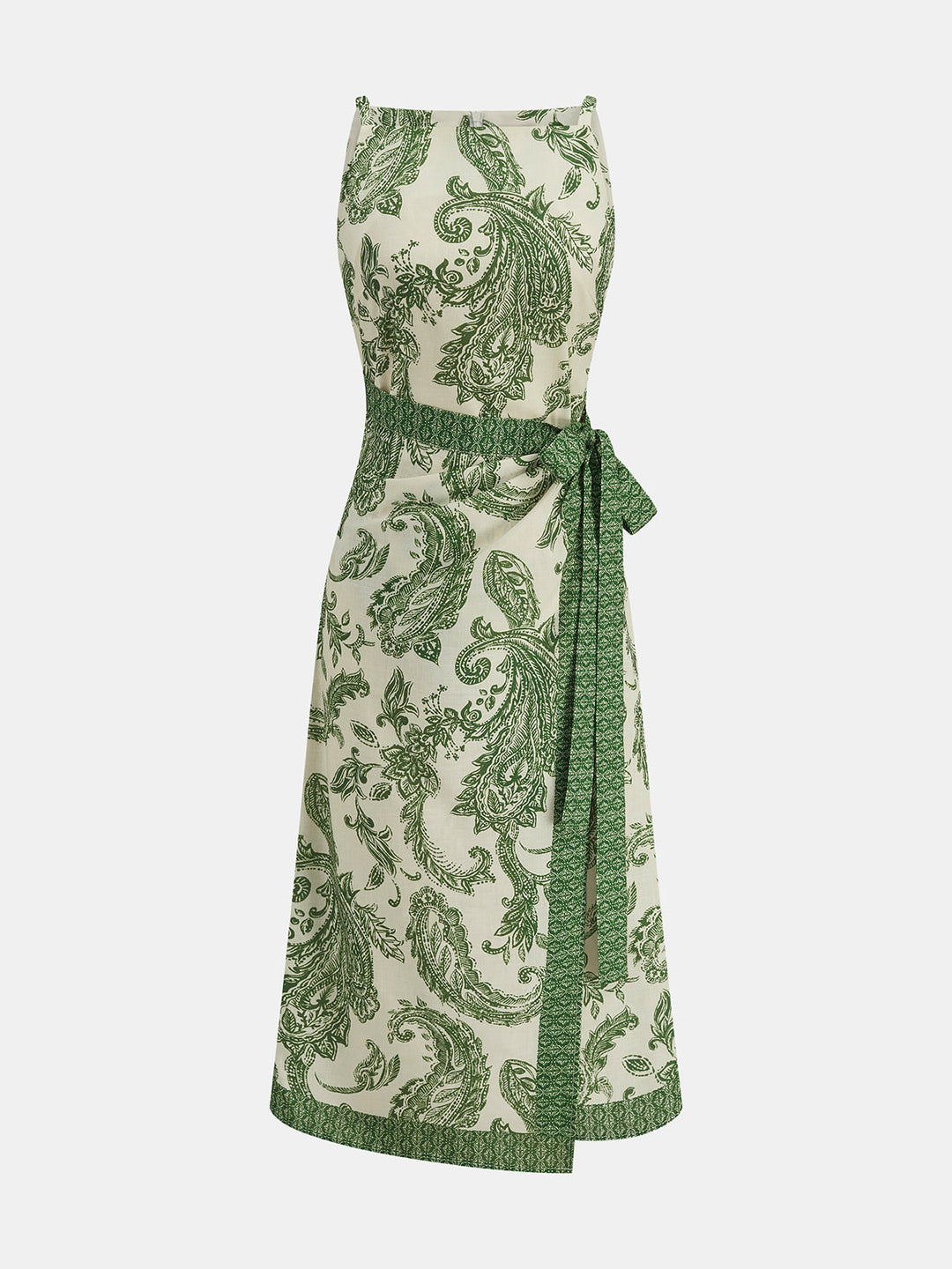 Paisley Wrap Tie Midi Slip Dress