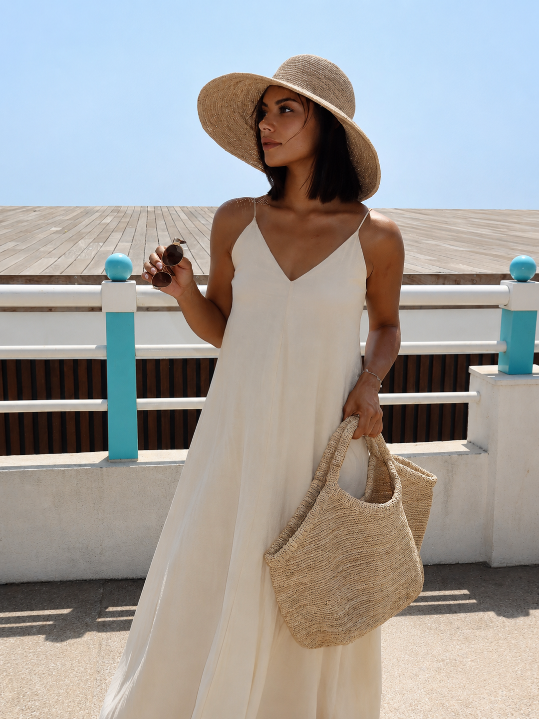 Double Layers V-neck Long Dress