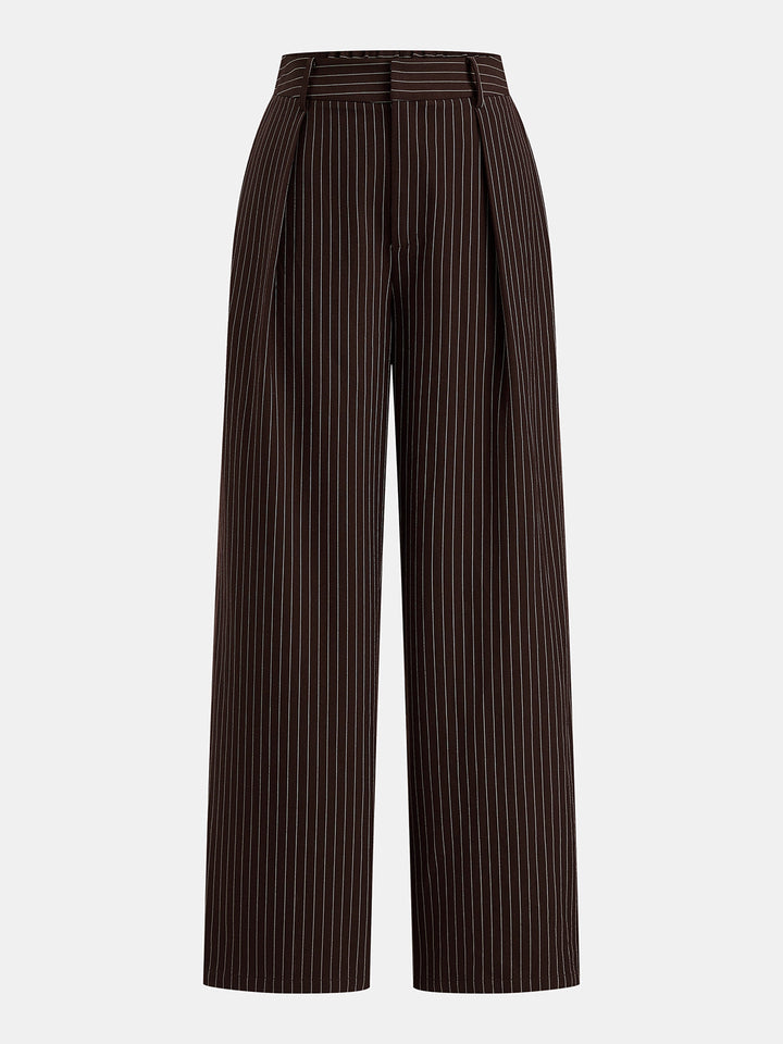 Cropped Knot Detail Pinstripe Two‑Piece Outfit