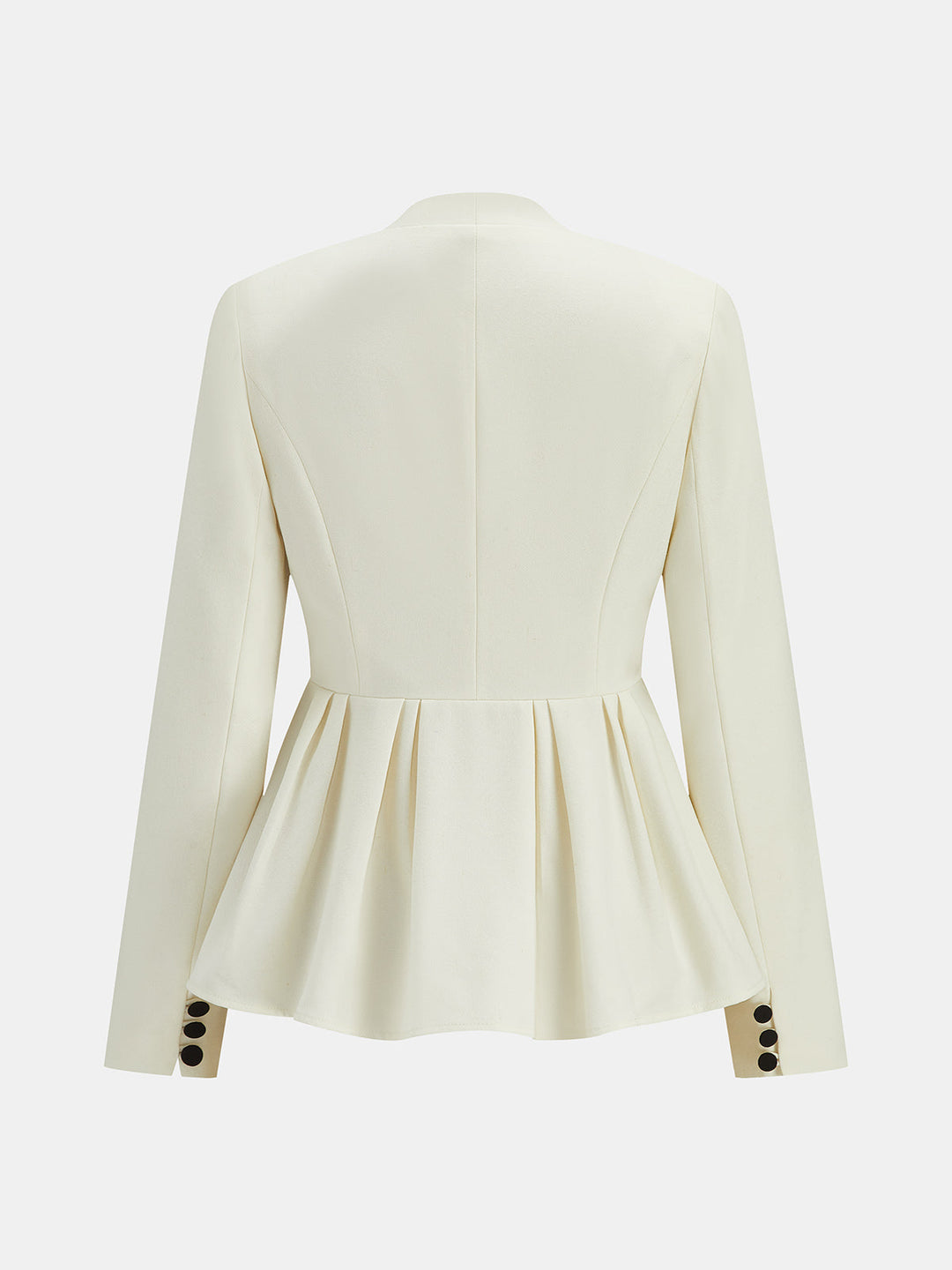 V‑Neck Pleated Peplum Button Blazer