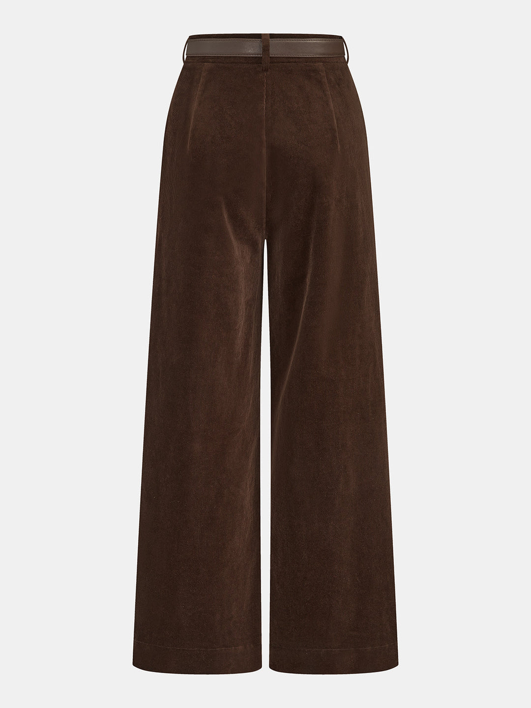 Belted Corduroy Pleated Wide Leg Pants