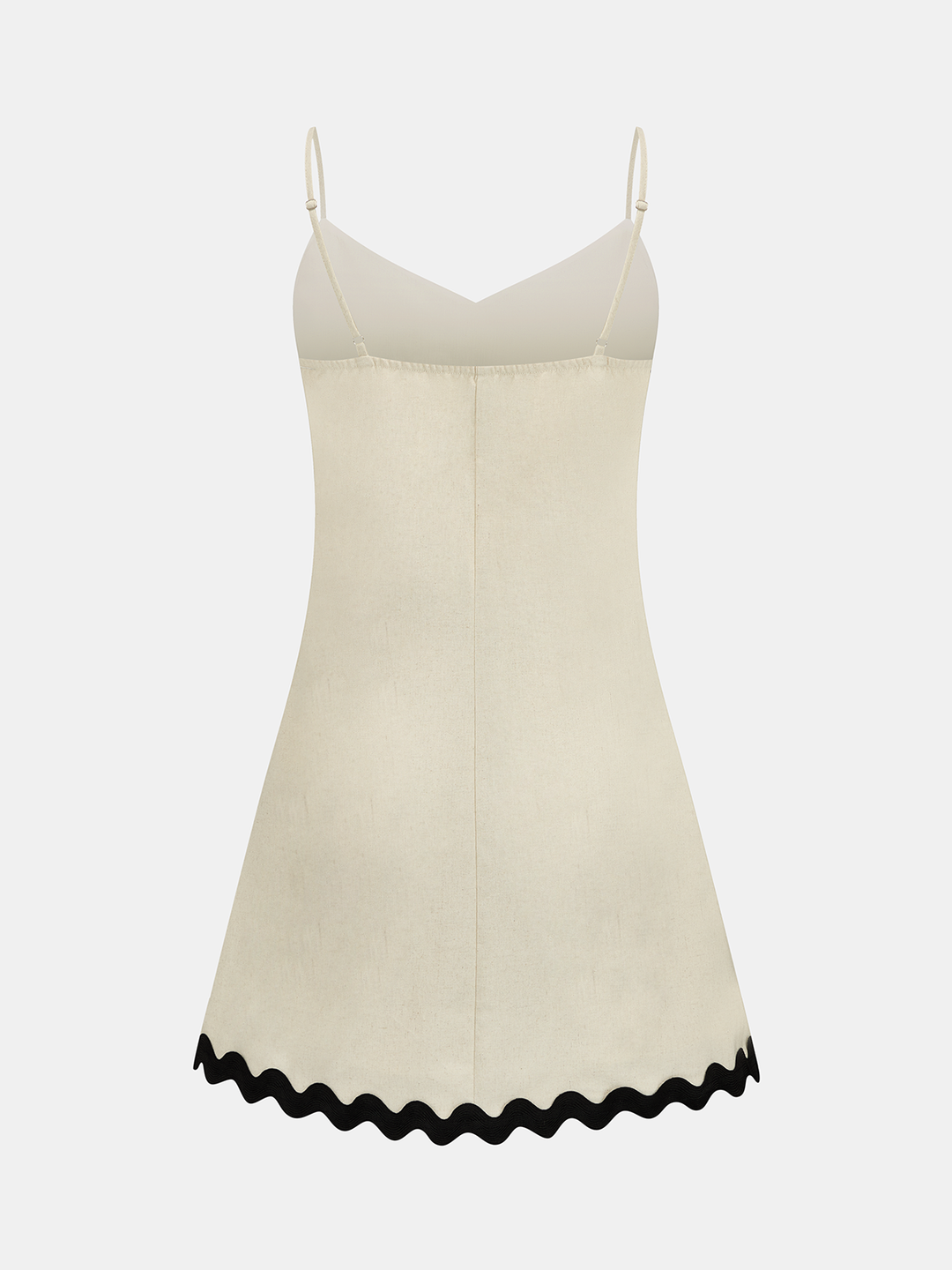 Scalloped Hem Cotton Linen Slip Mini Dress