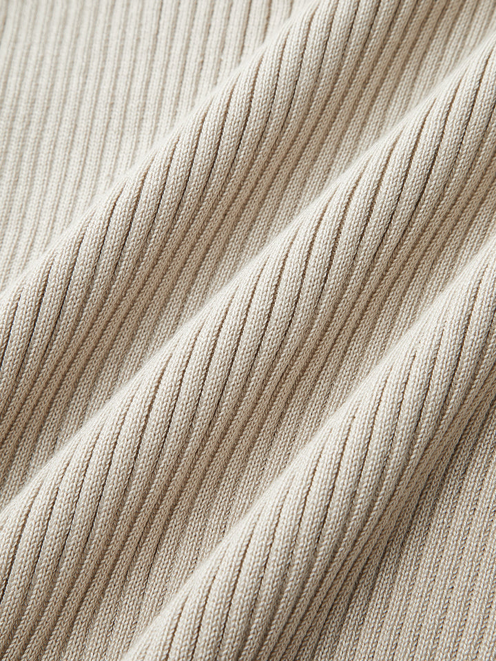 Contrast Trim Tie Waist Knit Midi Dress