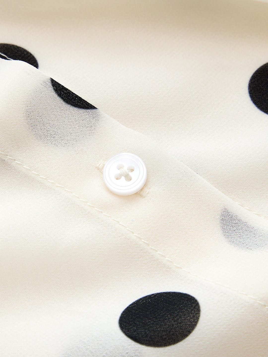 Bow Neck Polka Dot Lantern Sleeve Blouse