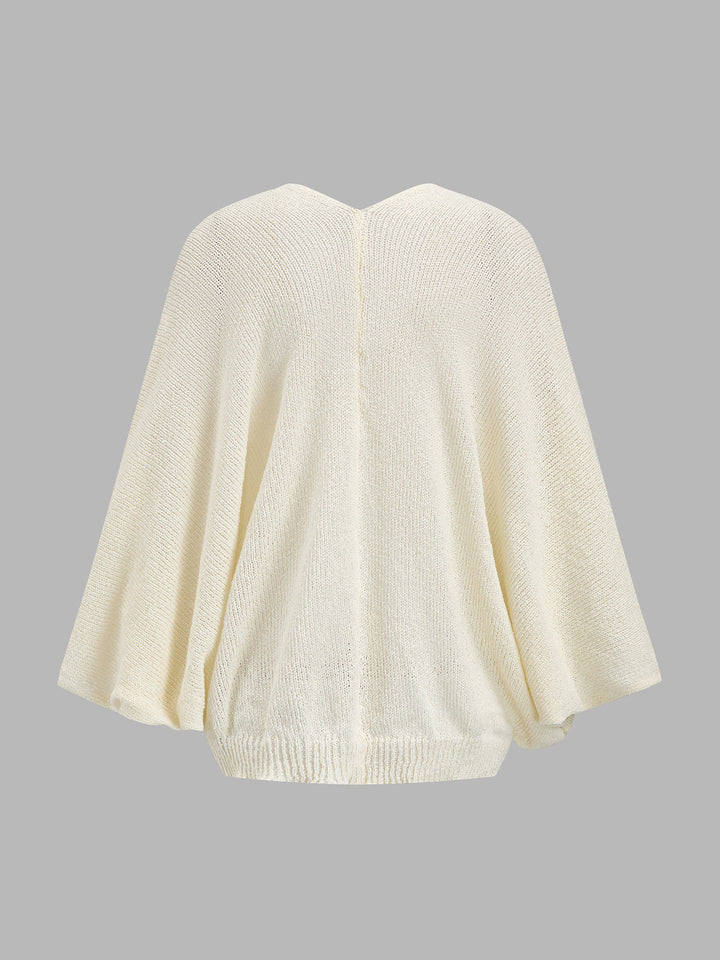 V‑Neck Loose Knit Cape Shrug