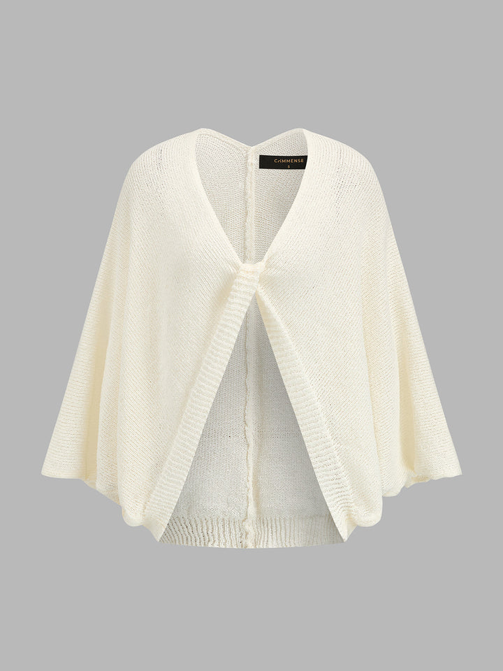 V‑Neck Loose Knit Cape Shrug