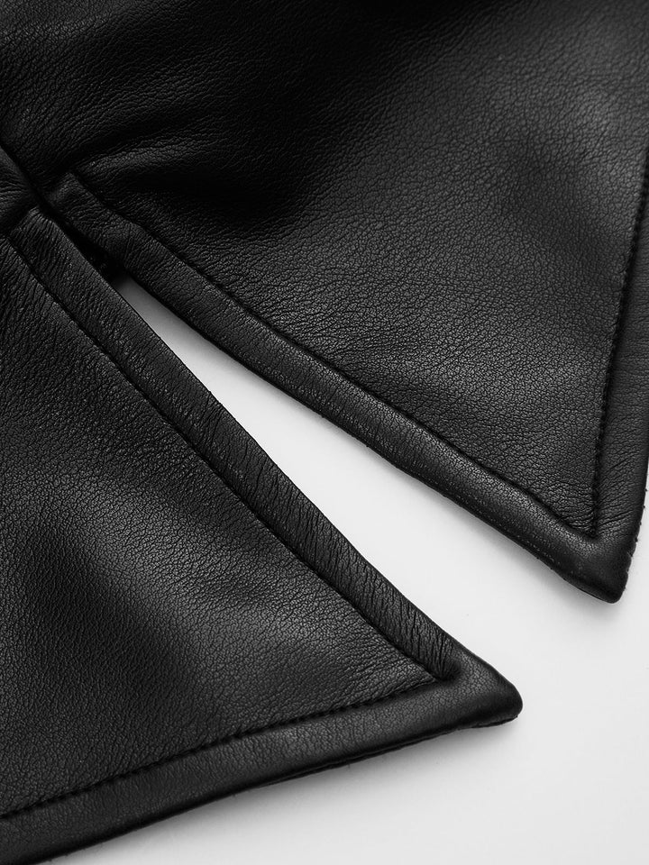 Faux Leather Tube Top Turtleneck Dress Set