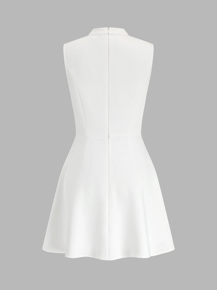Metal Detail Sleeveless Flare Mini Dress