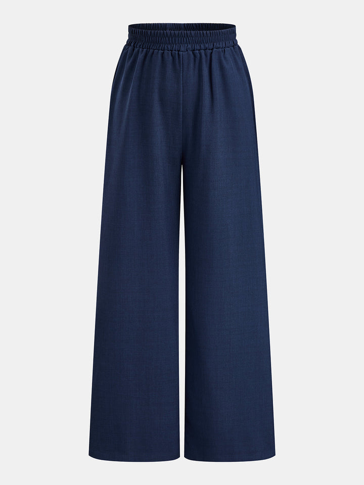 Tie‑Waist Wrap Blazer & Elastic Waist Pants Set