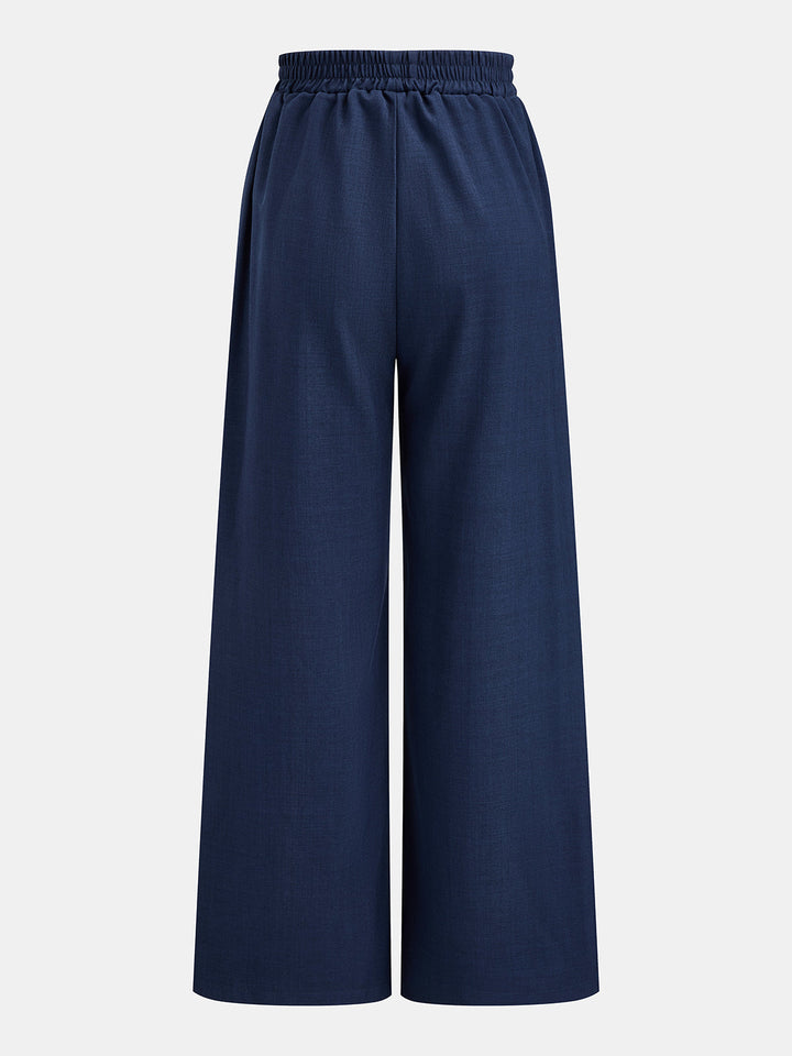 Tie‑Waist Wrap Blazer & Elastic Waist Pants Set