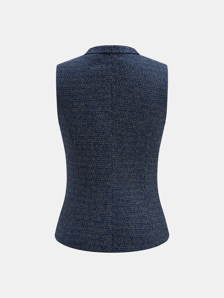 Bow Neck Tweed Vest Straight Leg Pants Set