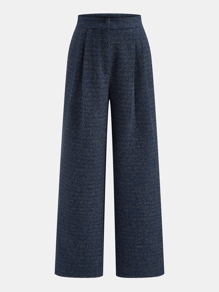 Bow Neck Tweed Vest Straight Leg Pants Set