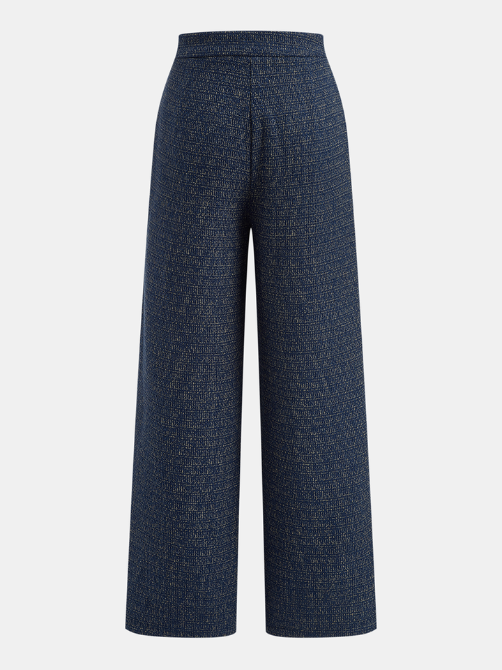 Bow Neck Tweed Vest Straight Leg Pants Set