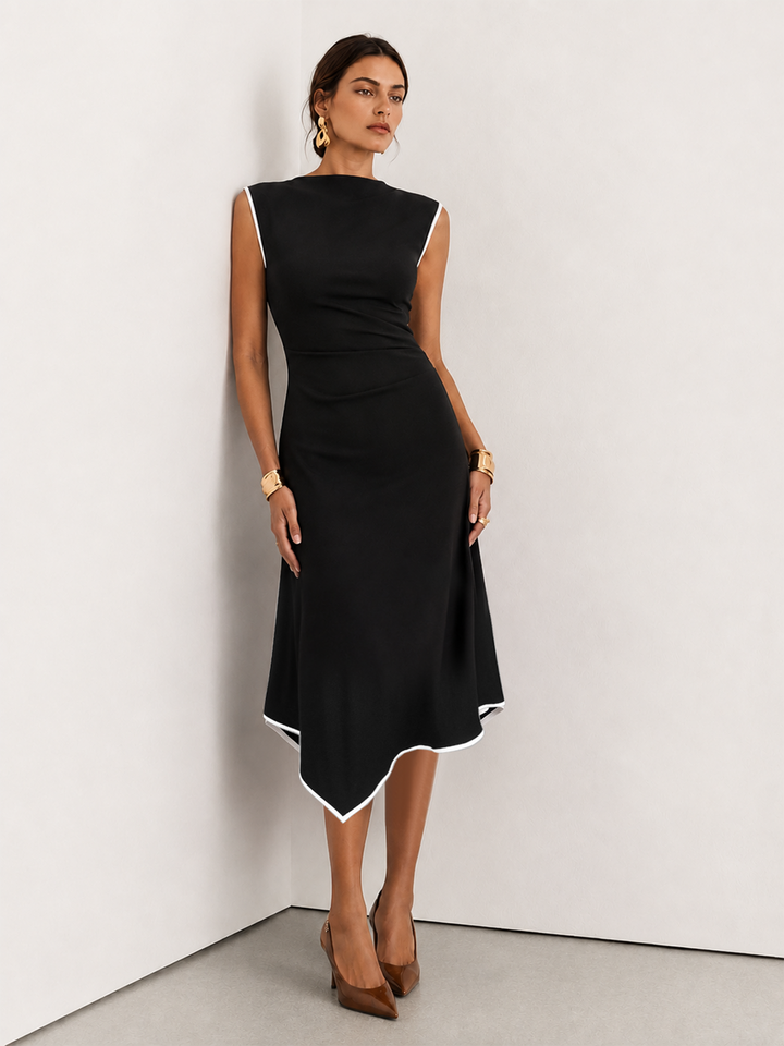 Sleeveless Contrast Edge Irregular Hem Dress