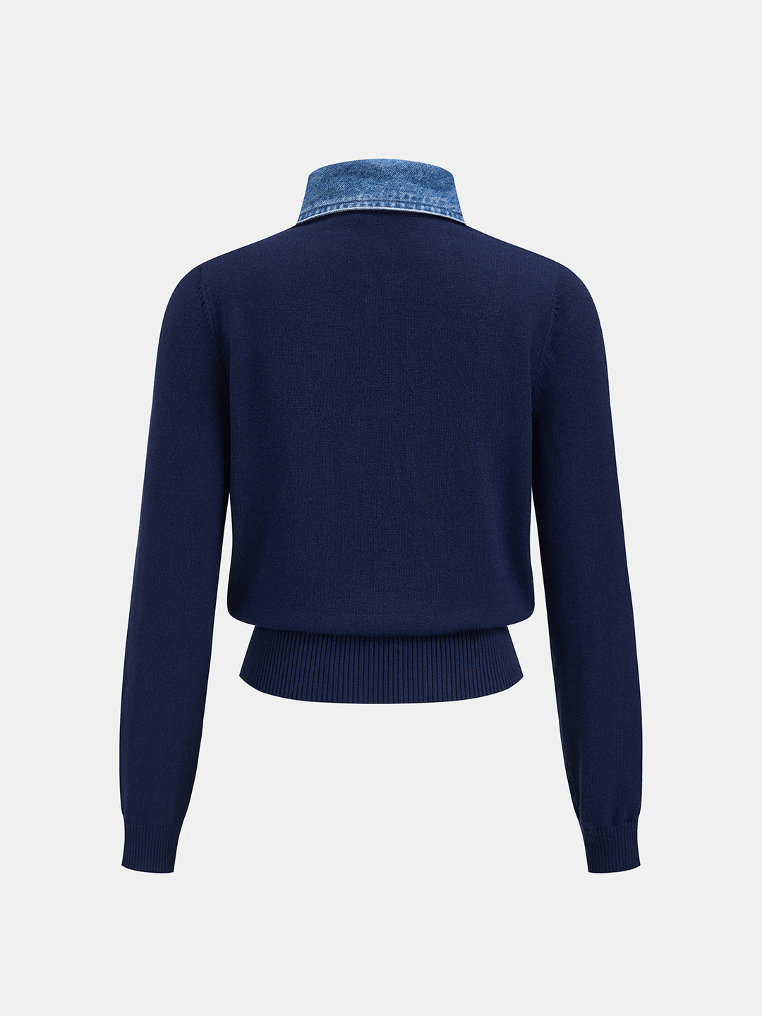 Denim Collar Knit Polo Top