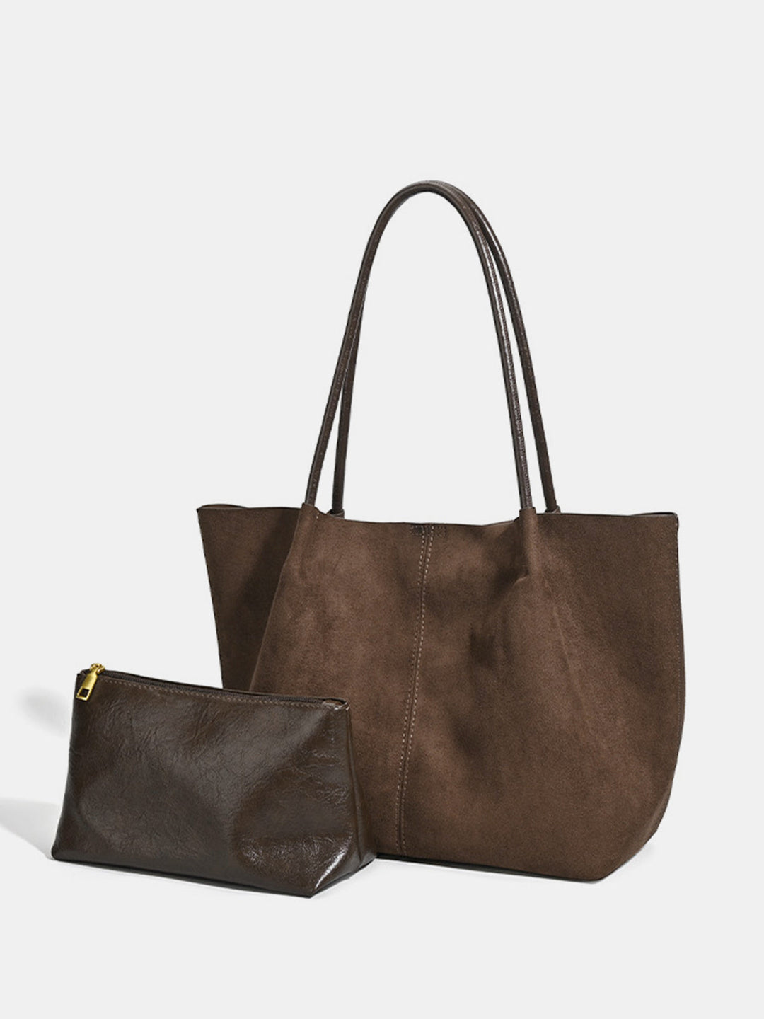 Suede Effect Large Shoulder Tote Bag