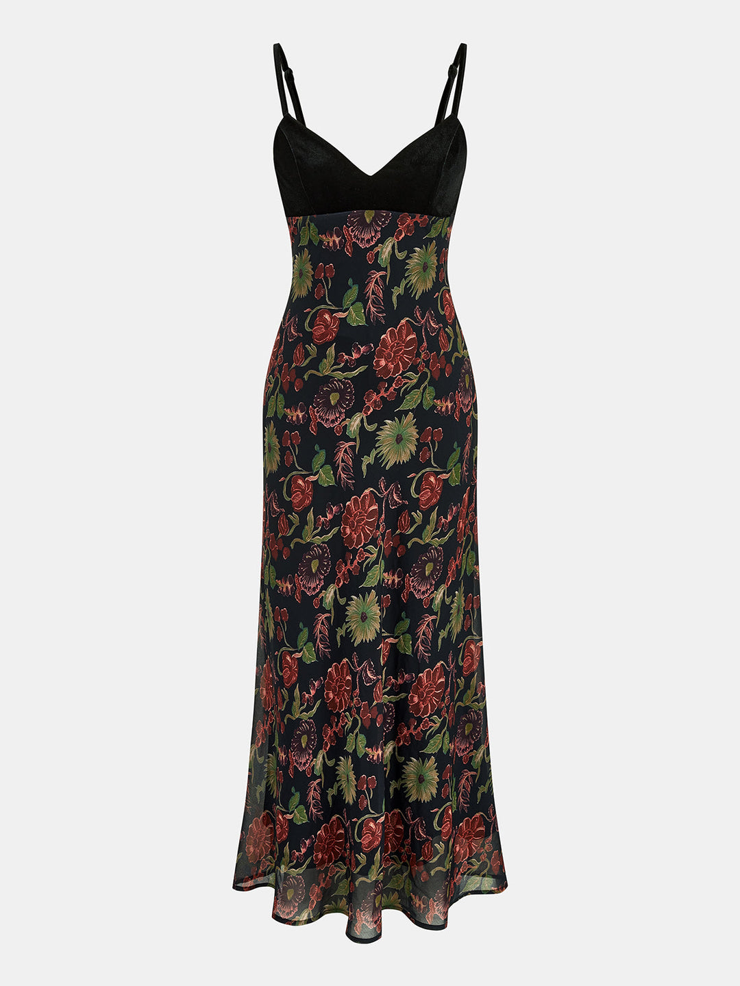 Velvet Bodice Floral Slip Maxi Dress