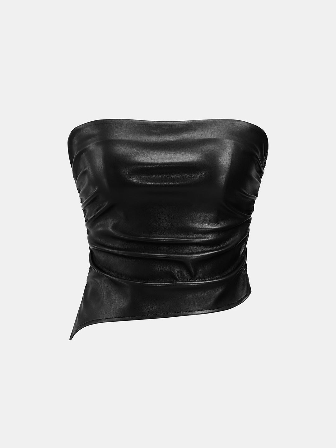 Faux Leather Tube Top Turtleneck Dress Set